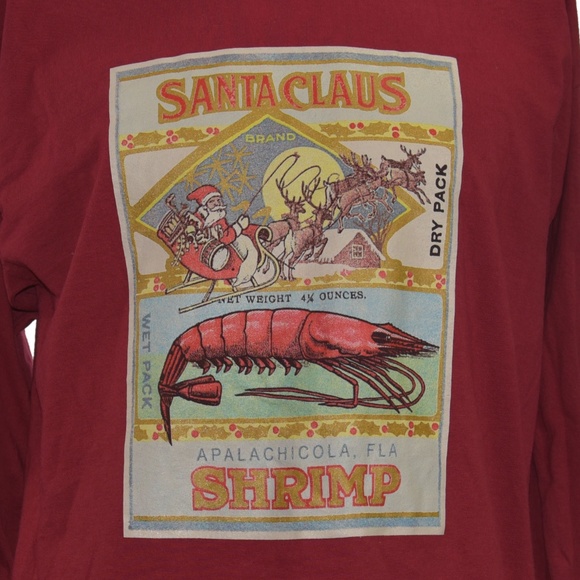 *Shrimp Santa Clause Sz L Winter L/S Christmas Tee - Picture 1 of 5